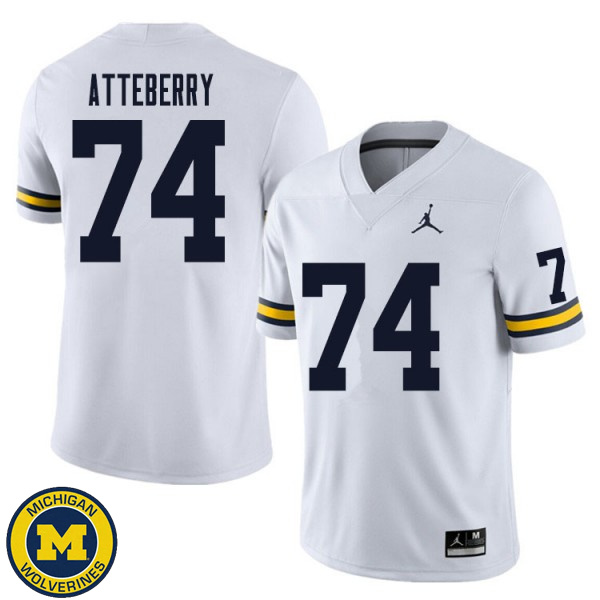 Men Michigan Wolverines #74 Reece Atteberry White Football Jersey